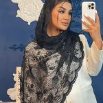 شال اچ اچ سرمه دوزی گل برجسته لبورا
