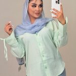 بلوز محم  ینزی یقه دیپلمات بندی تیکان
