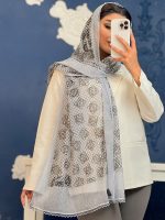 شال رسپینا ابریشم میله ای دور گیپور لووه - Image 5