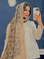 شال رسپینا ابریشم میله ای دور گیپور لووه - Image 3