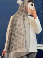 شال رسپینا ابریشم میله ای دور گیپور لووه - Image 9