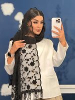 شال اچ اچ ارگانزا نگین دار بیگن - Image 3