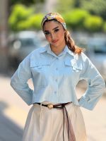 بلوز نامو لینن باکسی دو جیب سوژین - Image 5