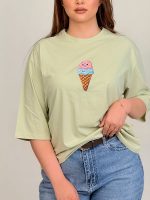 تیشرت بصر نخ پنبه باکسی بستنی - Image 7