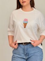 تیشرت بصر نخ پنبه باکسی بستنی - Image 5