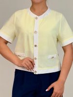 ‏بلوز ملیک لینن یقه گرد تسلر‏ - Image 4